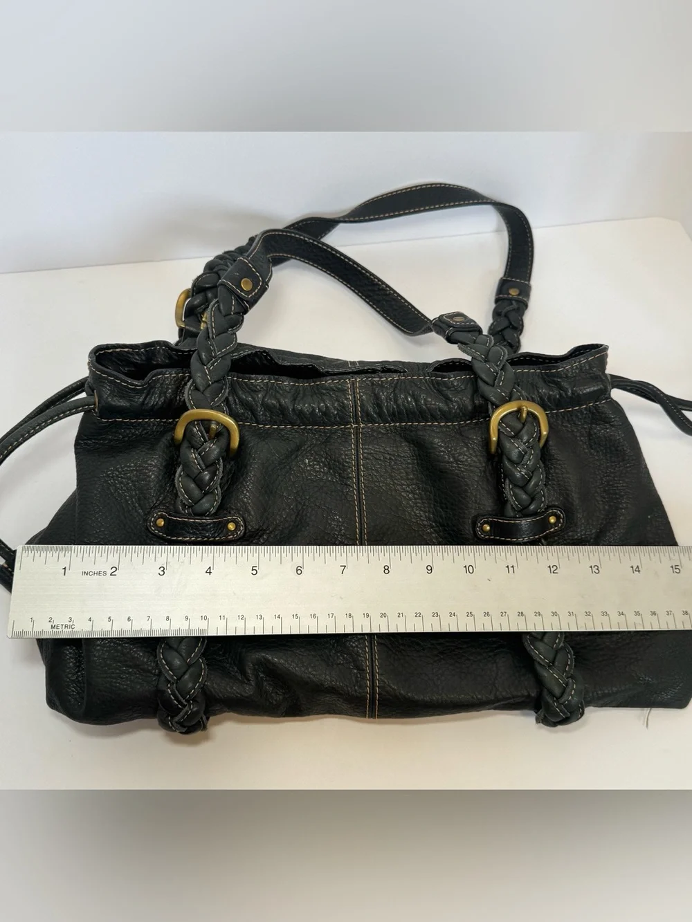 Vintage Fossil Y2k Braided Leather Shoulder Bag